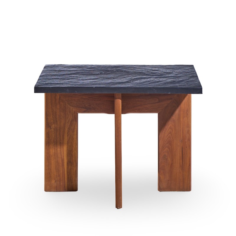 Adrian Pearsall for Craft Associates Walnut and Slate Top Side Tables - Pair gallery
