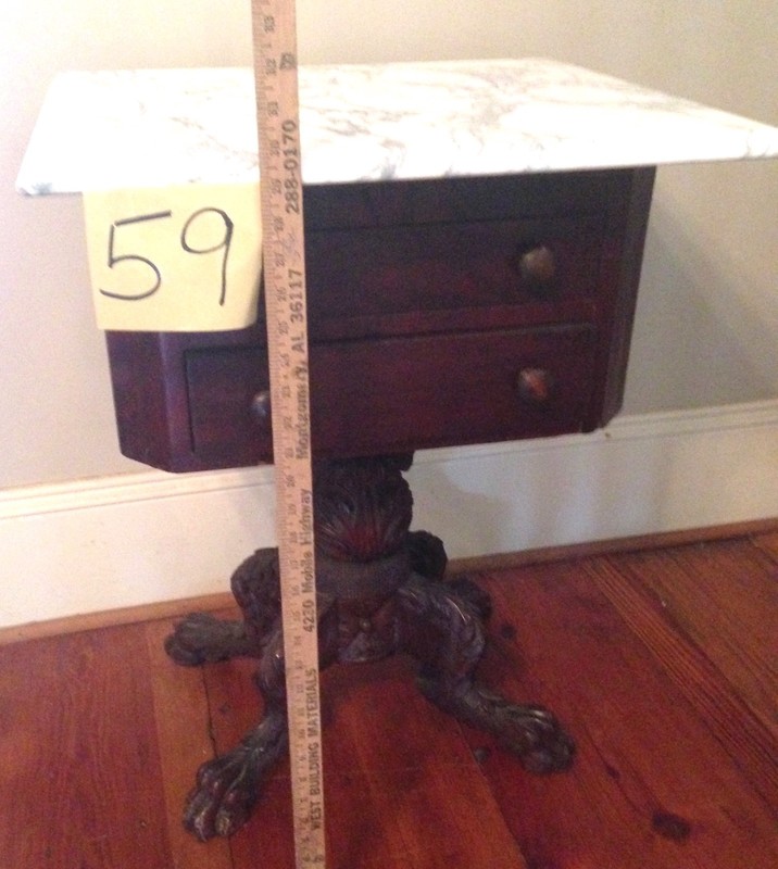 Empire Mahogany Table Marble Top 2 drawer Paw Feet 19th Century gallery