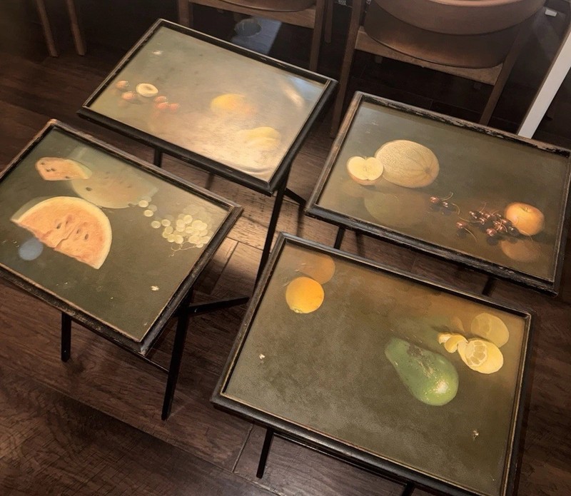MCM Artex Snack TV Tray Set Of 5 Vintage Folding Table FINE Art Still Life gallery
