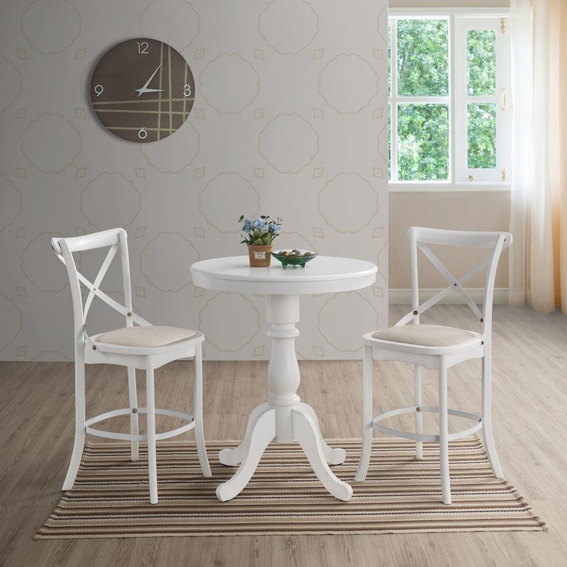 Fairview 36" Round Pedestal Bar Table - White gallery