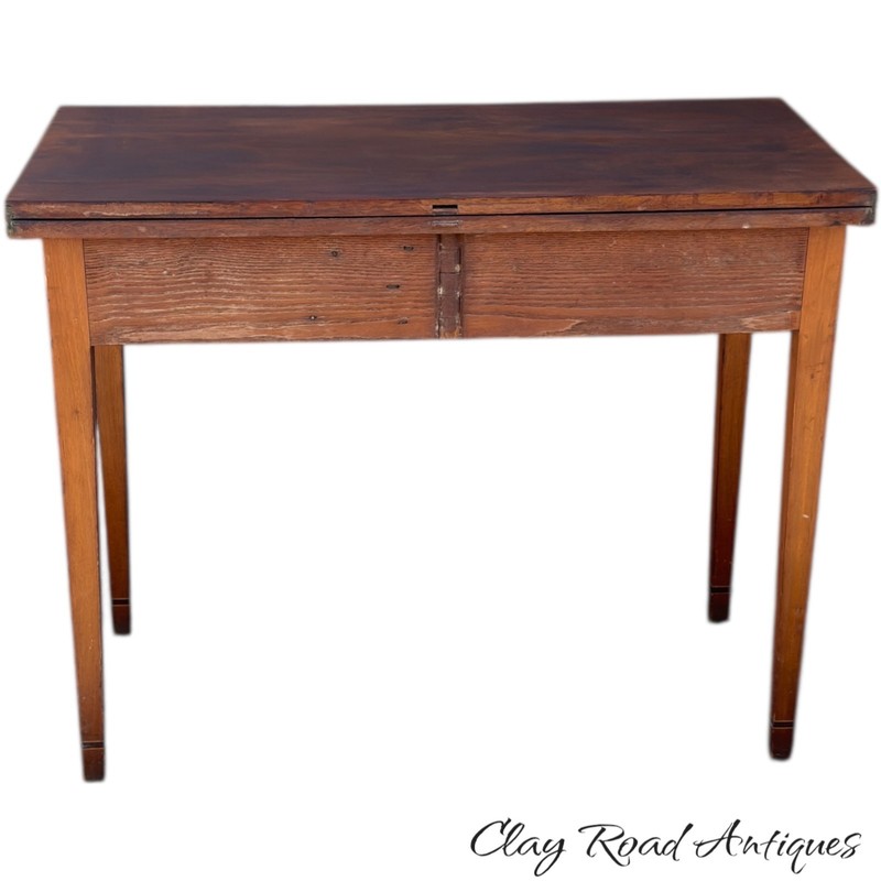 antique federal walnut inlaid card game console table 1810 Pa 1 drawer gallery