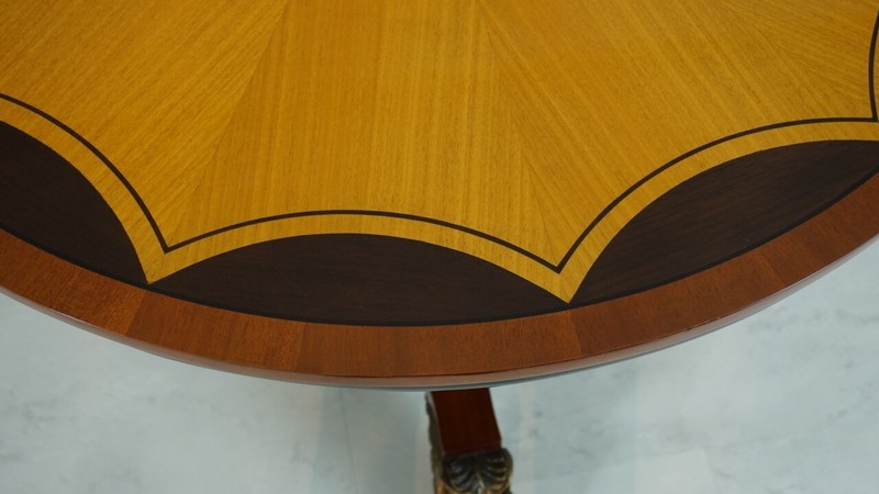 Inlayed Mahogany Center Table with Brass detailing and Claw foot gallery