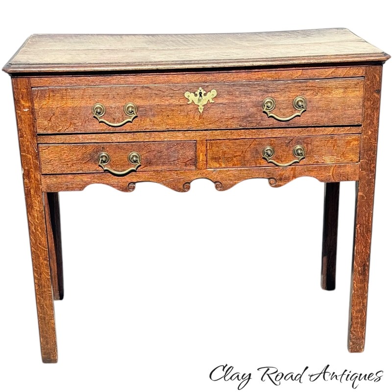 Antique serving table Chippendale 1770 3 drawer low boy 18th century country