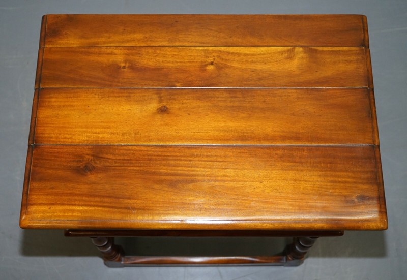 LUXURY LARGE THEODORE ALEXANDER MAHOGANY SIDE TABLE WITH SINGLE DRAWER CAMPAIGN gallery