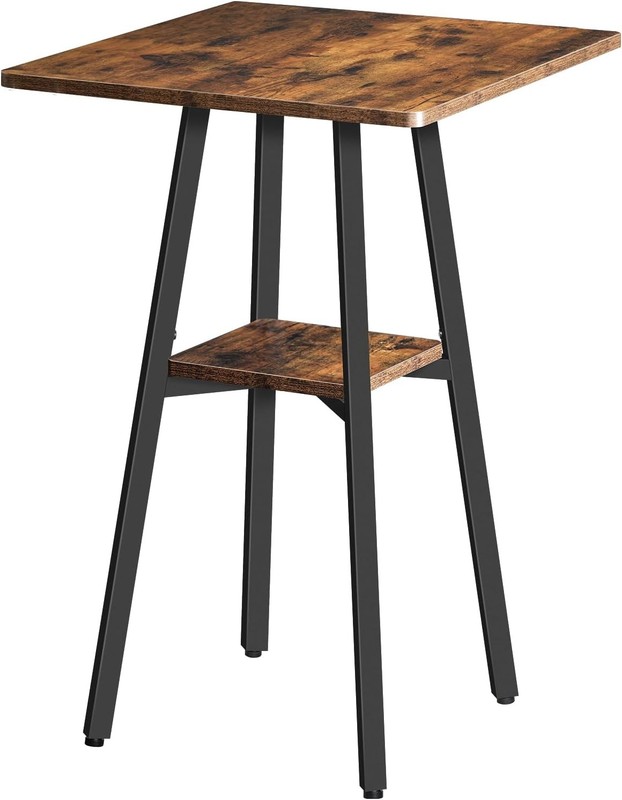 HOOBRO Bar Table, 2-Tier High Top Pub Counter Rustic Brown + Black