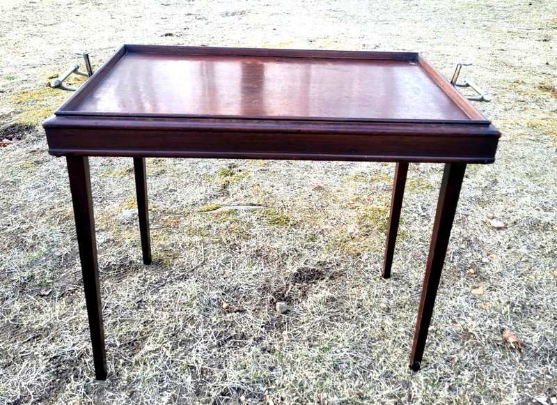 Rare R. R. Scheibe Convertible Table-Tray Nickle Brass Hardware Patented 1926 gallery