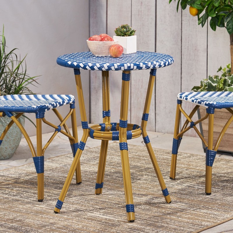 French Bistro Table,21.75" Outdoor Rattan Patio Side Table,Aluminum Frame gallery