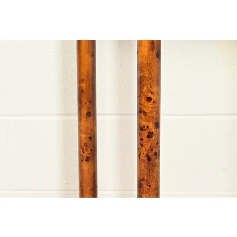 Maitland Smith Style French Empire Burl Wood & Gold Gilt Demilune Console Table gallery