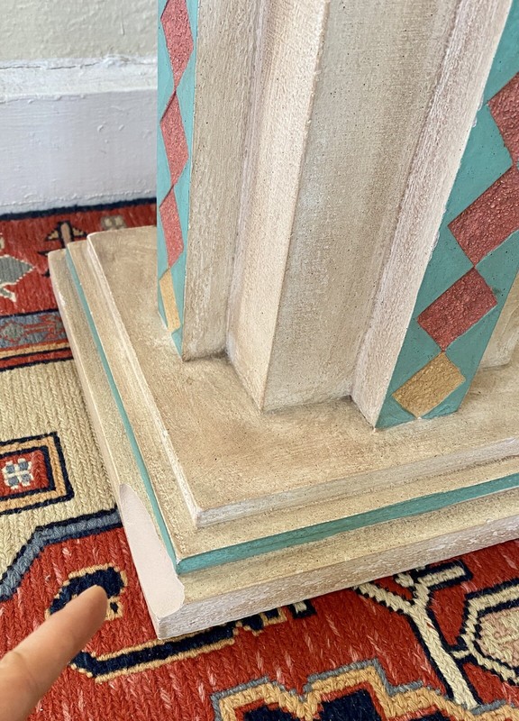 Southwestern Memphis Style Postmodern Glass Top Ceramic Accent Table 1989 Plant gallery
