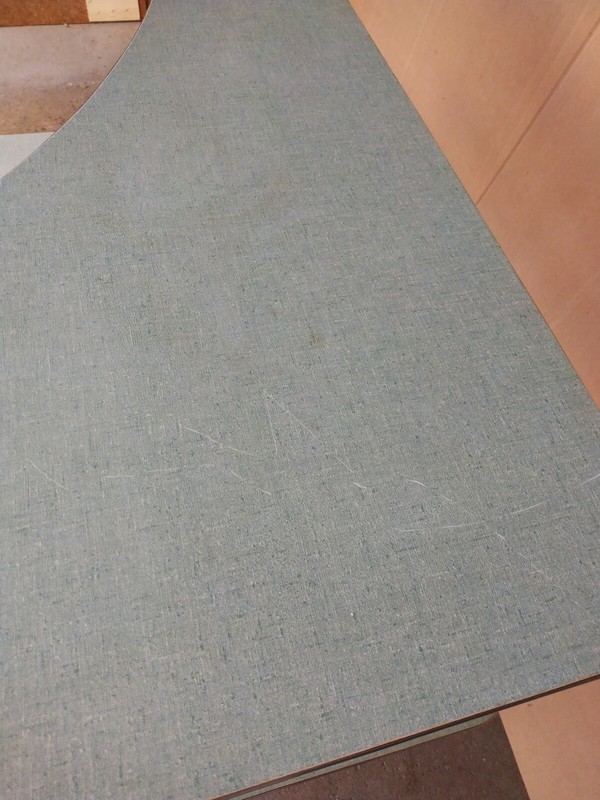 Vintage Blue Green Mid Century Modern Formica 2 Tier Boomerang Atomic end table gallery
