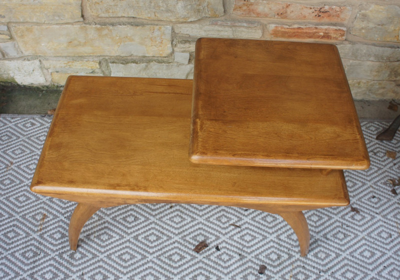 Mid Century Modern HEYWOOD WAKEFIELD step two tier end table bentwood legs HTF gallery