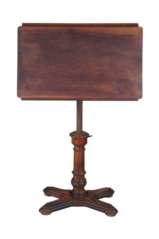 Antique 19th Century Emile Chouanard French Walnut Lectern Drafting Table Easel