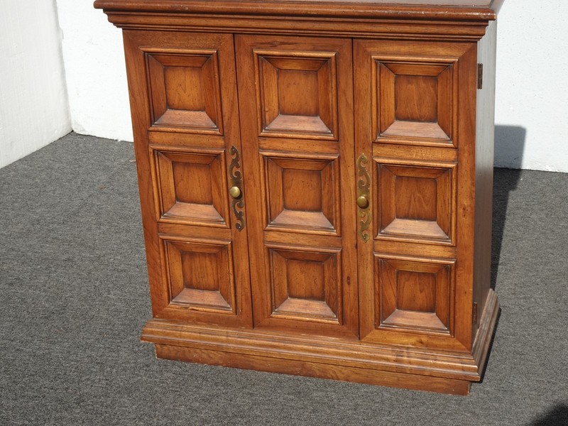 Vintage Mid Century Modern Brown Side Console Cabinet w Two Doors gallery