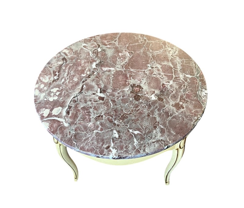 Vintage Louis XVI Style 4 Legged Gueridon Tea Table Beautiful Marble Top 30 x 30 gallery