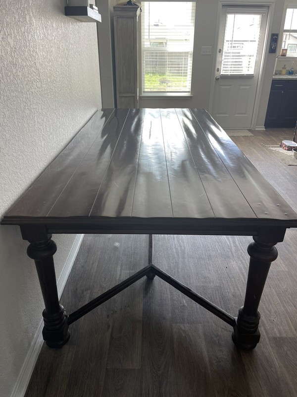 8ft L x 4ft W x 3ft L dark walnut dining table gallery