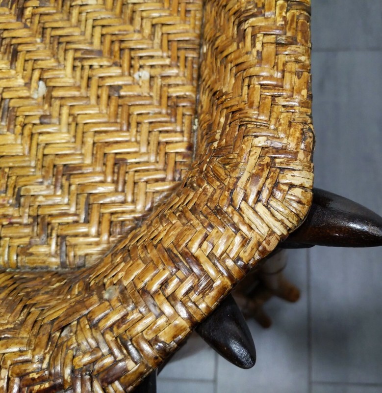 Vintage Large 38" 2-Tier Wicker Rattan Bamboo Table Boho Chic Asian Coffee gallery
