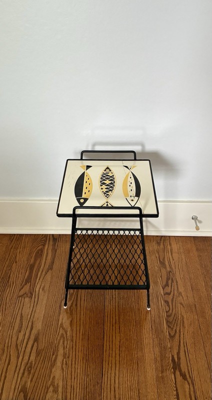 Mid Century Modern Wrought Iron Tile Top Atomic Fish Germany End Accent Table gallery
