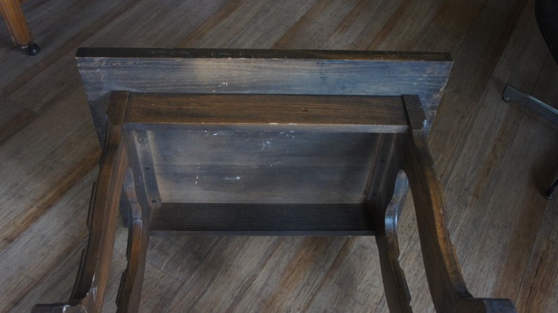 Vintage Spanish Baroque Trestle Stain Dark Oak Side End Table Bench gallery