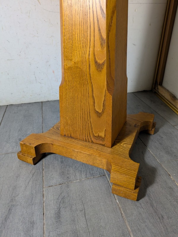 Vintage Mission Solid Oak Wood Pedestal Octagonal Table Plant Stand Arts Crafts gallery