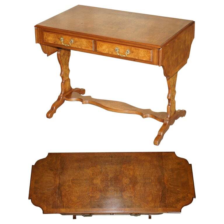 VINTAGE BEVAN FUNNELL BURR WALNUT EXTENDING SOFA / OCCASIONAL TABLE NICE TIMBER