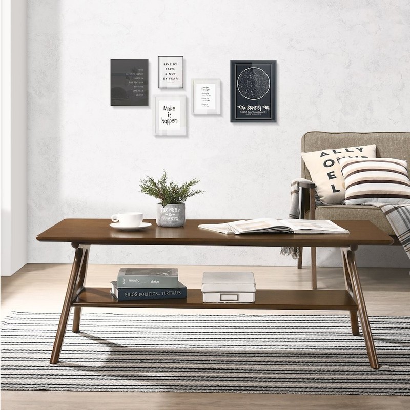 Arona Mid-Century Modern Wood Coffee Table with Shelf gallery