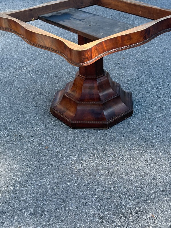 Large antique classical empire center table marble top flame mahogany parlor gallery