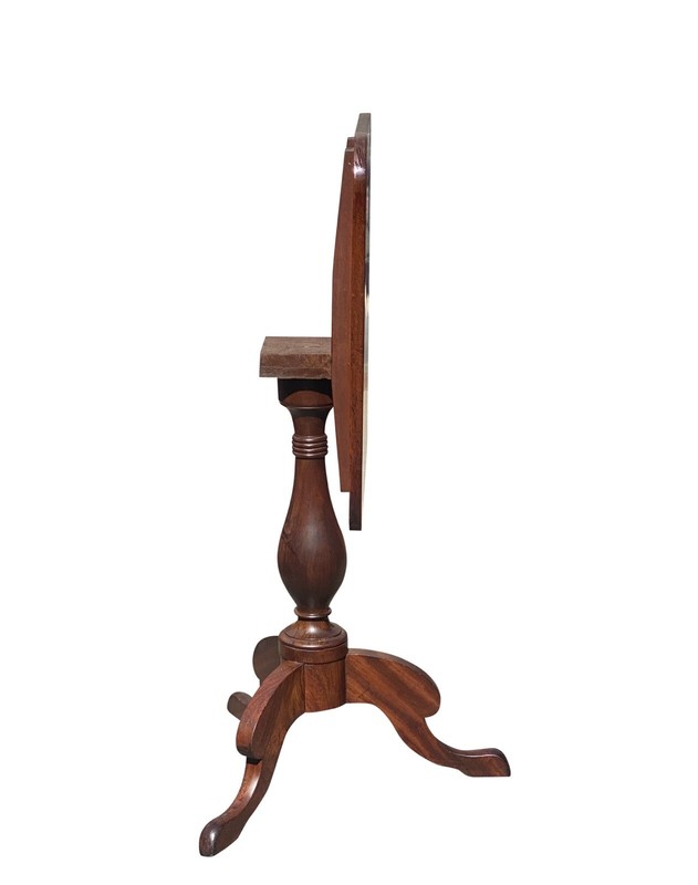 ANTIQUE FEDERAL SOUTHERN WALNUT TILT TOP TEA TABLE WITH RARE CORNUCOPIA LEGS gallery
