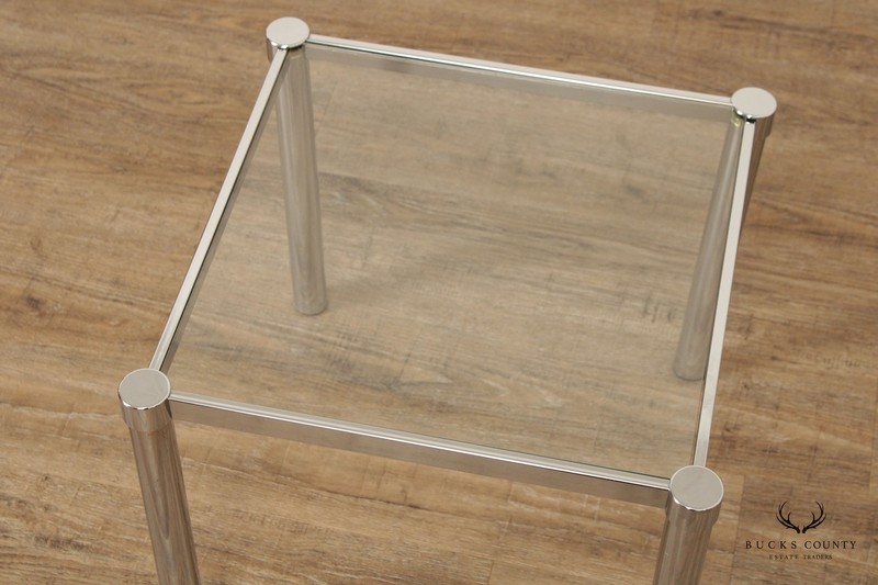 Post Modern Chrome and Glass Side Table gallery
