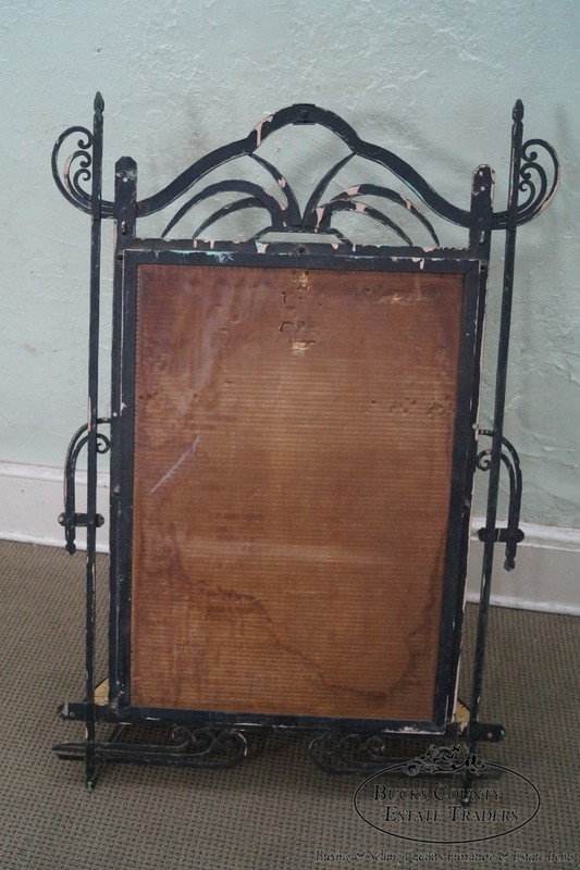 Hand Wrought Iron Southwest Hanging Mirror w/ Demilune Marble Console gallery