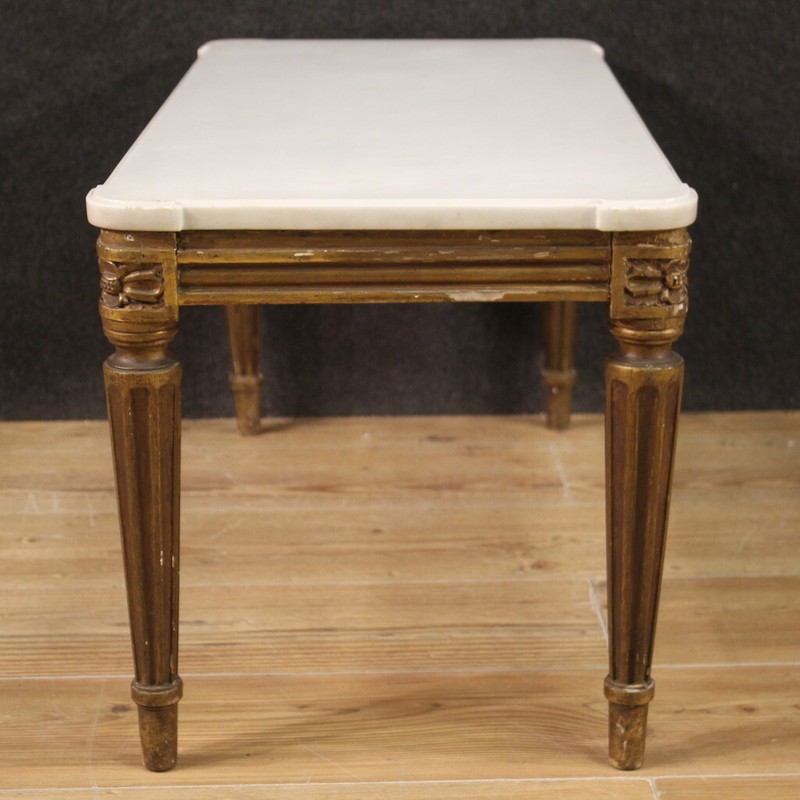 Living room coffee table marble top golden wood furniture antique style 900 gallery