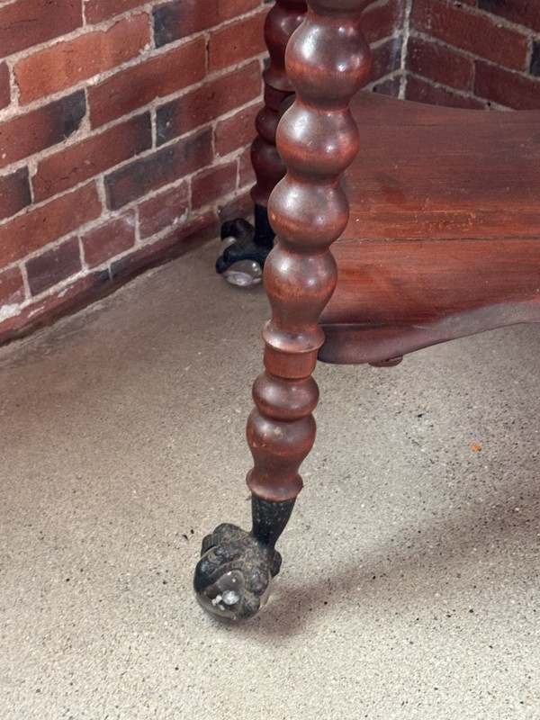 C1895 Walnut Side Table ~ Barley Twist Legs w/ 3" Dia Glass BALL & CLAW gallery