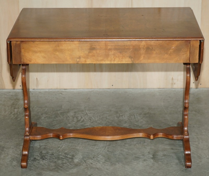 VINTAGE BEVAN FUNNELL BURR WALNUT EXTENDING SOFA / OCCASIONAL TABLE NICE TIMBER gallery