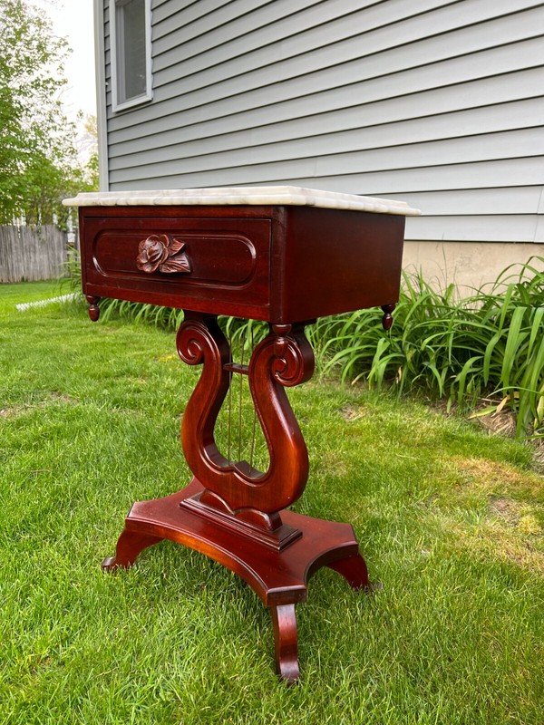 Victorian Mahogany Marble Top Nightstand gallery