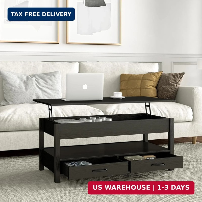 Panana Coffee Table, Lift Top Coffee Table with Hidden Compartment, 2 Drawers an gallery