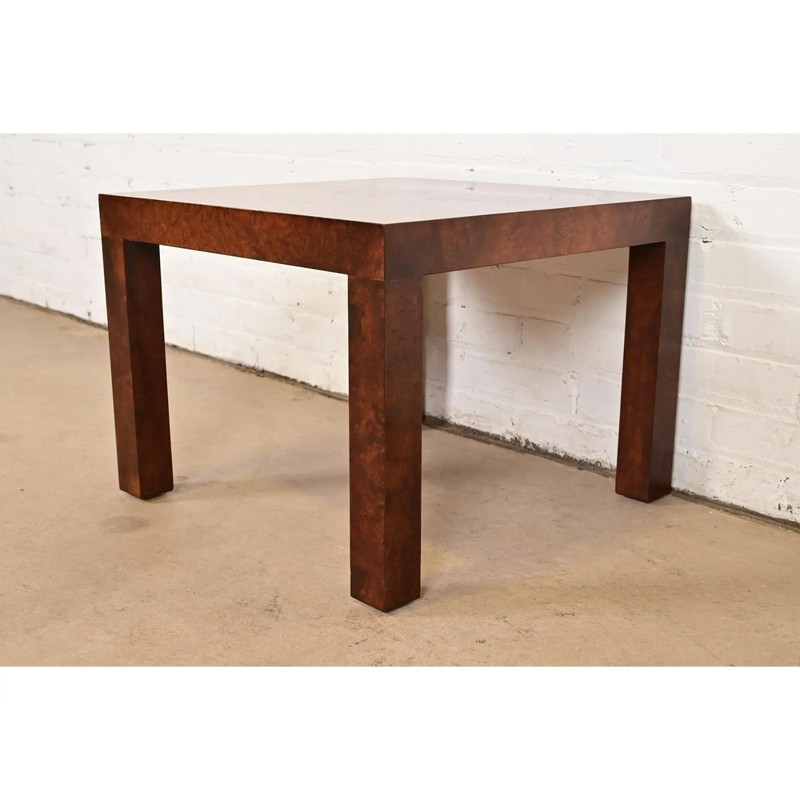 Paul Evans for Directional Mid-Century Modern Burl Wood Parsons Side Table, 1960 gallery