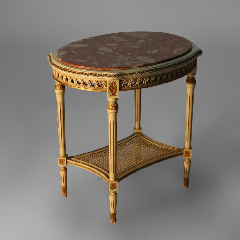 Antique French Louis XVI Gilt Wood & Rouge Marble Stand c1930 gallery