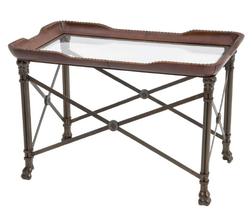 Maitland Smith Regency Leather Brass Nailhead Paw Feet Table Set gallery
