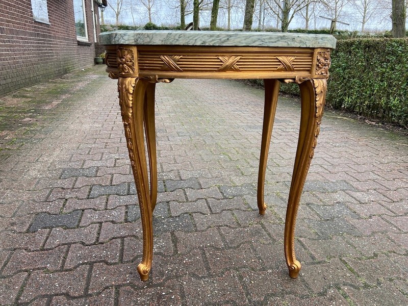 Side Table 19thC French Louis XVI Gold Leaf Marble Antique Decor gallery