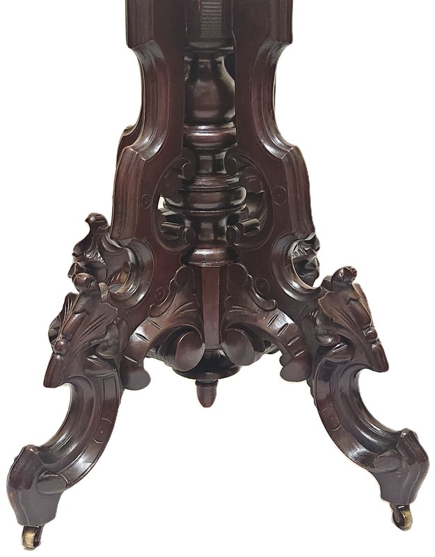 Center Parlor TABLE, Thomas Brooks NYC, Renaissance Victorian, Marble Top, 40"L gallery