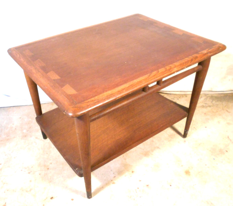 MID CENTURY MODERN WALNUT END TABLE~ DOVETAILED TOP INLAY