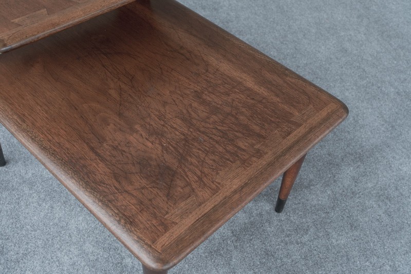 Mid Century Danish Modern Lane Acclaim Dovetail Walnut Two Tier Step End Table gallery