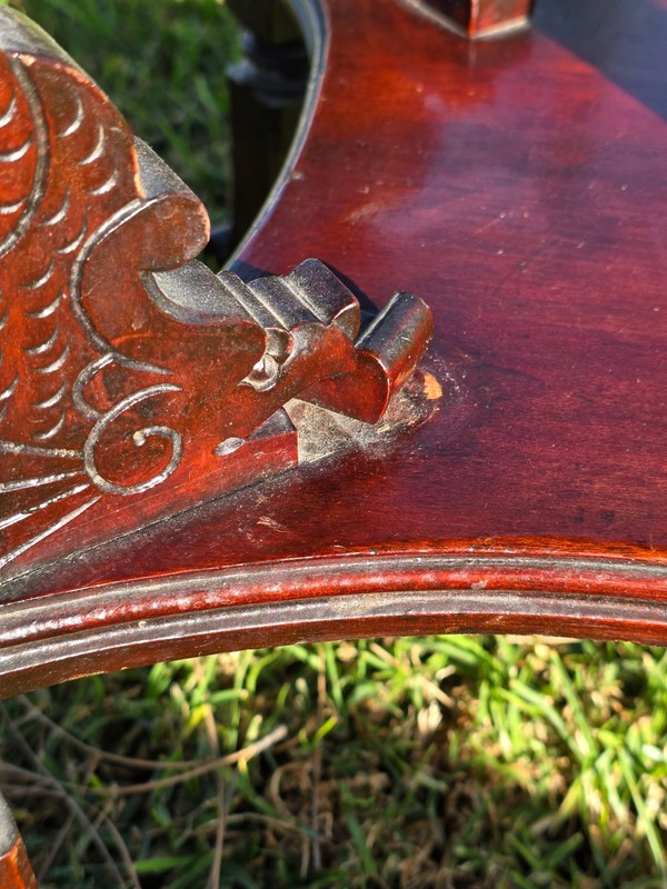 Late Victorian Chinoiserie Octagonal Parlour Table Carved Dragon Motifs (As-Is) gallery