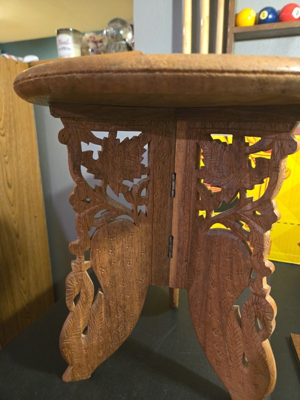 Vintage Hand Carved Folding Side Table/ Plant Stand gallery