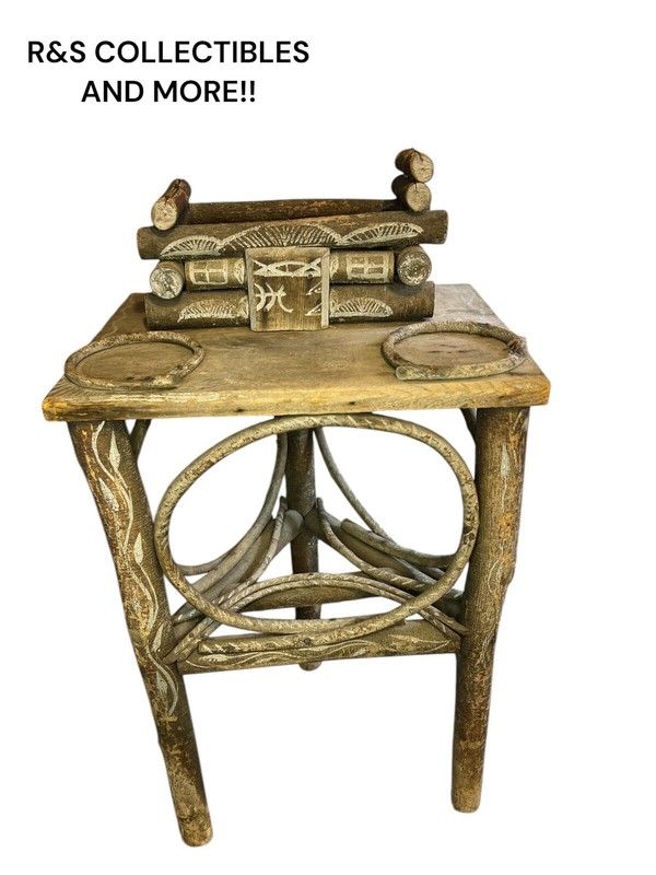 VINTAGE TWIG SIDE TABLE 24” TALL AT TALLEST POINT & TOP OF TABLE IS 13” X 9.75”