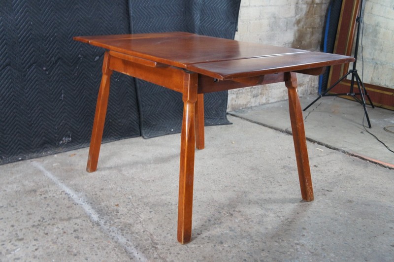Mid Century Heywood Wakefield Maple Draw Leaf Extendable Dining Table MCM gallery