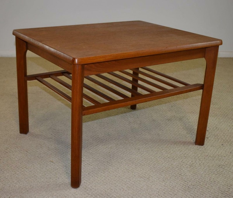 Mid Century Modern Danish Teak Side Table Magazine Rack Mobelfabrikken Toften
