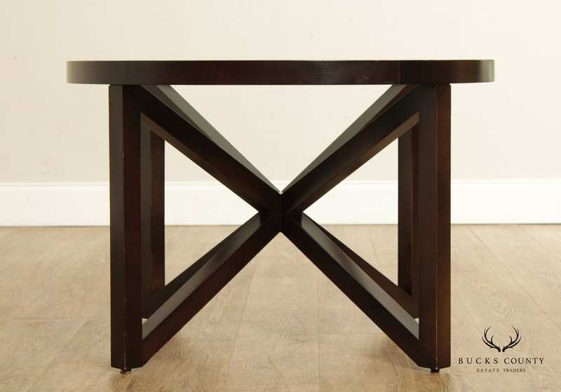 Contemporary Pair Round Glass Top Occasional Tables gallery