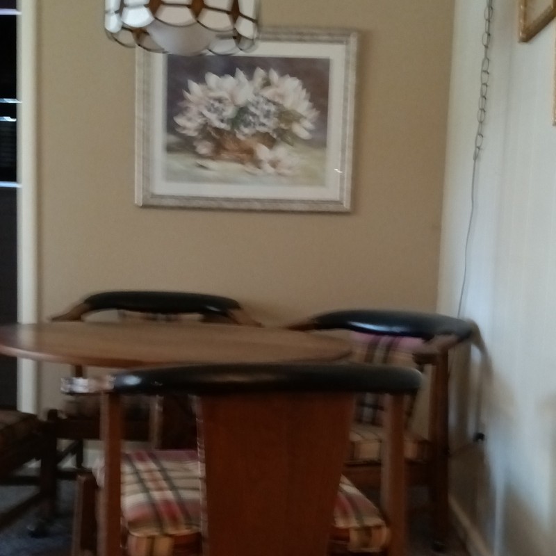 Antique Wooden Game Table With Hanging Lamp