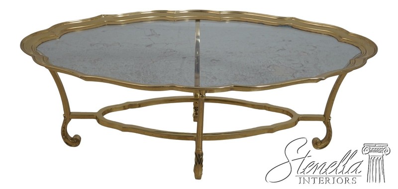 L69917: LABARGE Brass & Glass Hollywood Regency Coffee Table