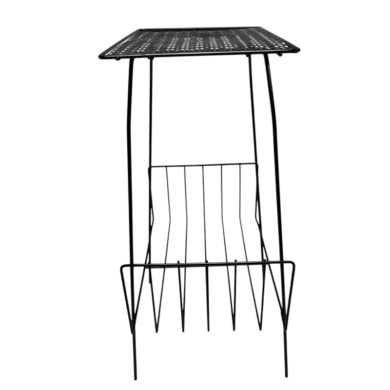 Vintage Wire Rack Mesh Metal Plant Telephone Stand Table Magazine Album Atomic gallery